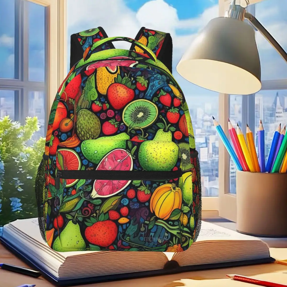 Kiwi Mango Orange Strawberry Fruit Backpack Student Boys Girls BookBag Children School Bag Laptop Shoulder Bags for Men Women
