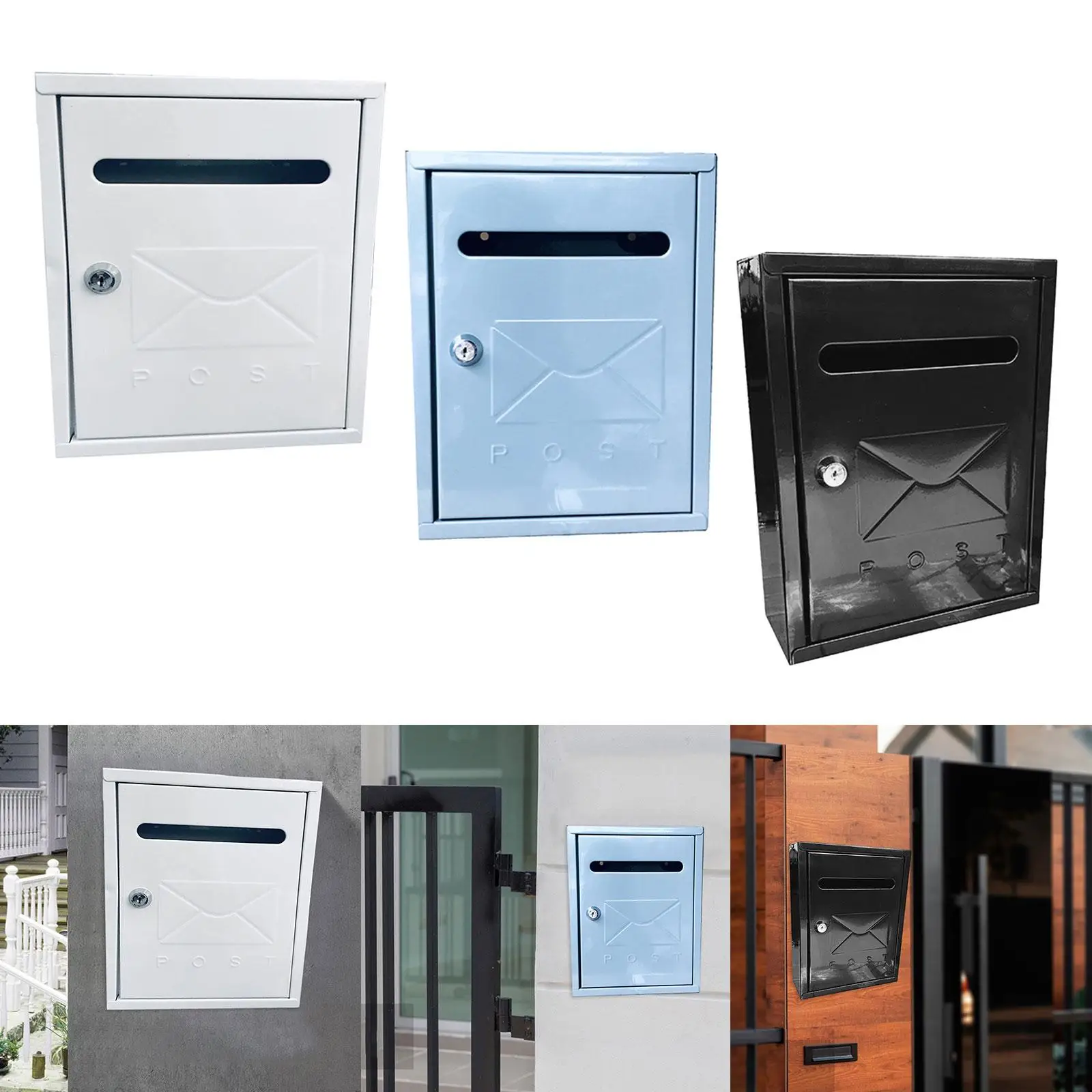 

Locking Wall Mailbox Outdoor Mail Box Multifunctional Durable Rust Resistant with Slot for Envelopes Magazines Scratch Resistant