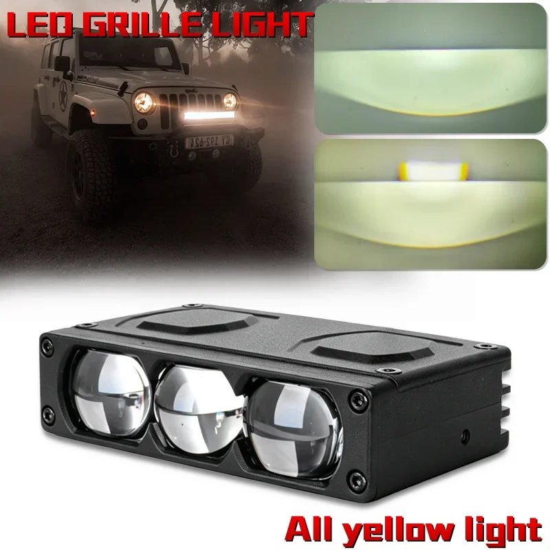 

2PCS 3-Lens Ultra-Thin Hidden Grille 180W LED Spotlights IP68 Waterproof Low High Beam 12V Universal Offroad Car Auxiliary Light