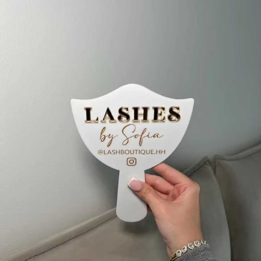 Personalised Eyelash Technician Prop mirror Handheld Mirror Social Media Prop salon decor,beauty room,eyelash business logo