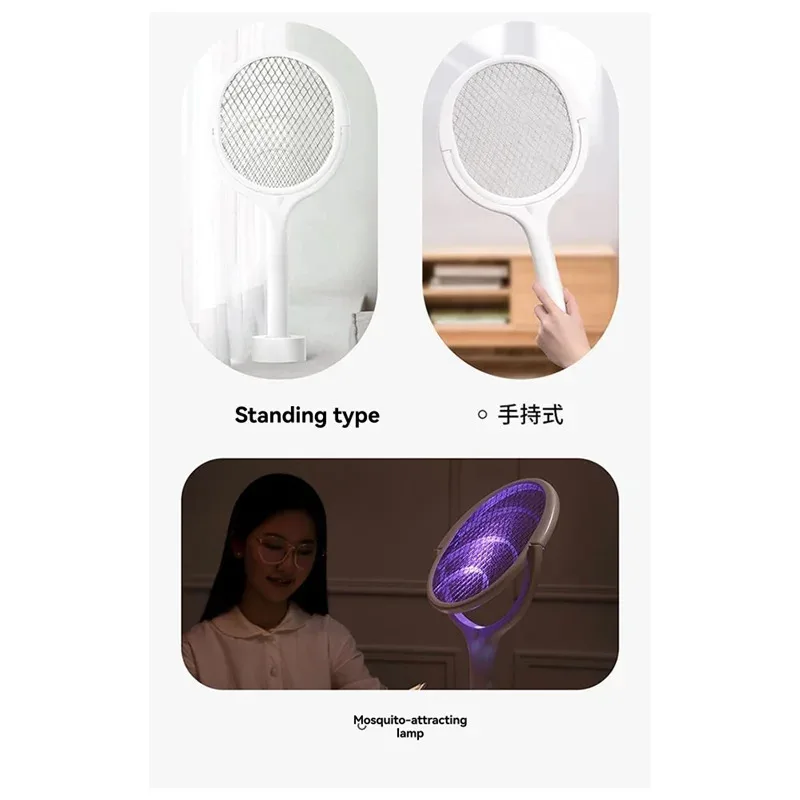 ABGH-Insulated Safety Fast Charging 5-In-1 Fly Bug Swatter, Adjustable Electric Mosquito Lamp With ABS Racket