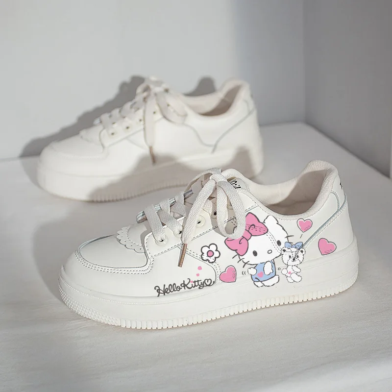 Zapatos de Hello Kitty Y2K para niños, zapatillas deportivas de Anime Kawaii Sanrio, zapatillas de dibujos animados de corazón para niñas, juguetes de estilo universitario informal para niños