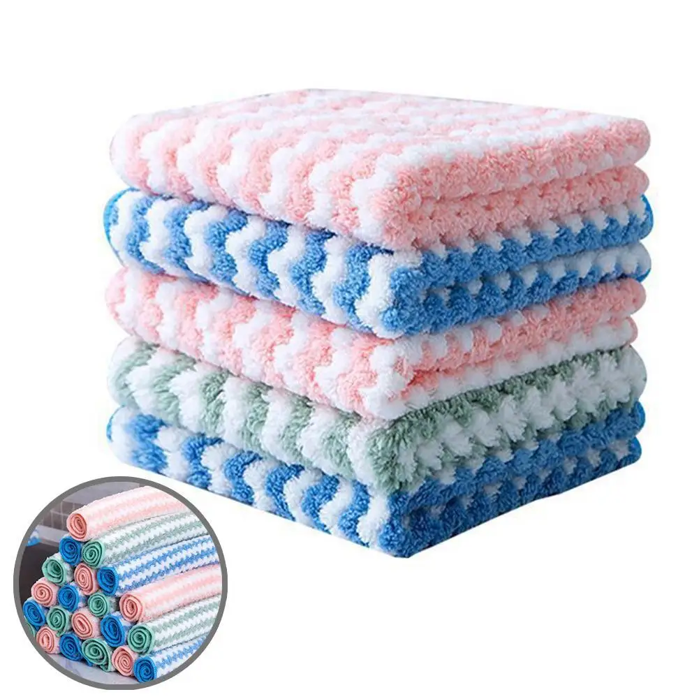 Kitchen Cleaning Rag Coral Fleece Dish Washing Cloth And Wet Super Kitchen Cleaning 1pc Towels Random Pad Absorbent Dry Sco K6Y5