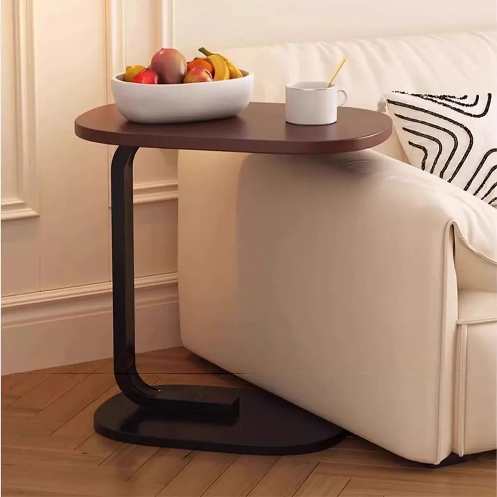 أريكة على شكل حرف C، طاولة قهوة، زاوية مستديرة ثابتة، منظم بجانب السرير، ارتفاع مريح، بيضاوي، طاولة شاي متحركة، رف منزلي