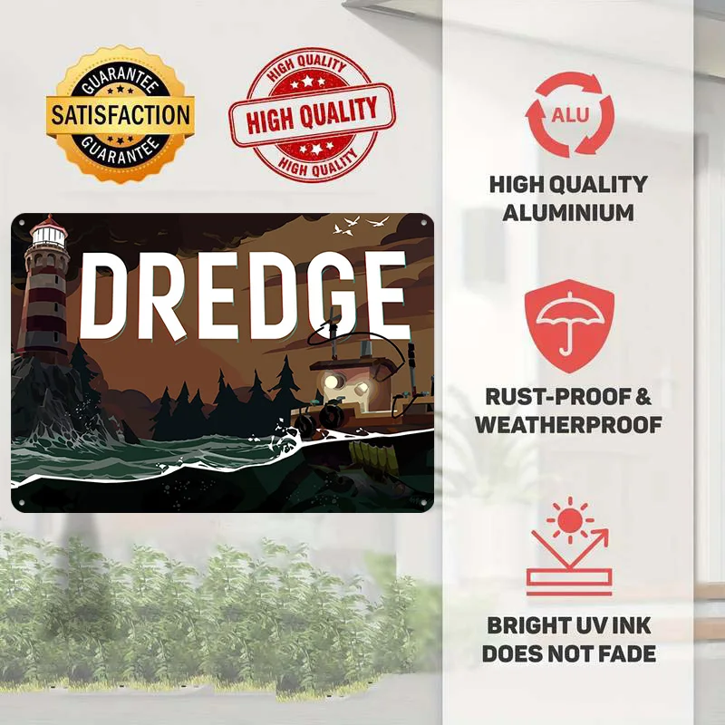 Dredge Game Title Art Personalized 3D Textured Metal Poster Wall Art Vintage Tin Signs for Modern Home Decoration Room Wand Deko