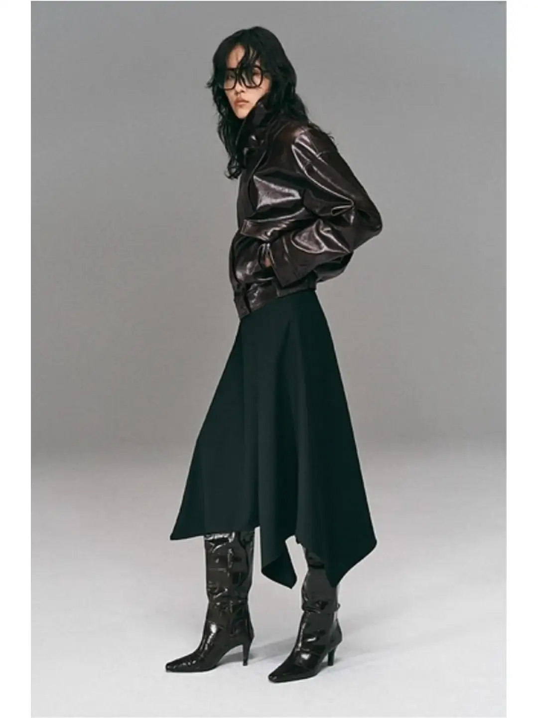 Ele Biker Sle Jaet Coat with Invisible Zipper Closure ort Length Turn-down Collar Youth Faion Autumn Wear