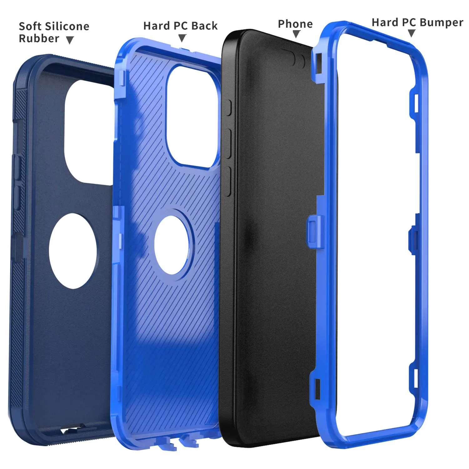 Blue For iPhone 14 Pro Max 14 Plus 14 Pro 14 Case Heavy Duty Shockproof Hard Protective Rugged Hybrid 3in1 Layers Phone Cover