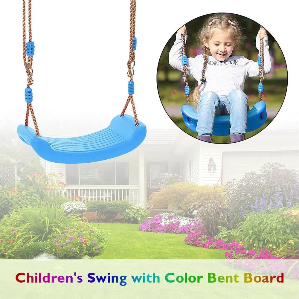 أرجوحة بلاستيكية للأطفال مع حبل معلق، أرجوحة متعددة الألوان، ملحقات ارتفاع قابلة للتعديل، لوح الجلوس، أرجوحة داخلية وخارجية #2