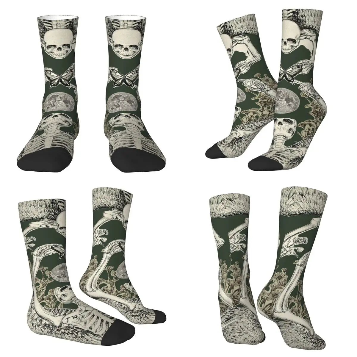 

Death Skull And Butterfly Print Socks Harajuku Sweat Absorbing Stockings All Season Long Socks Accessories for Unisex Christmas