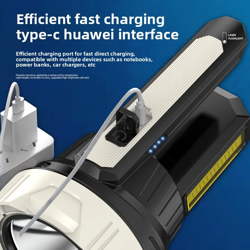 Cross-Border Large Light Cup Portable Lantern, High-Power COB Flashlight, Outdoor Multi-Function Searchlight, Solar Charging