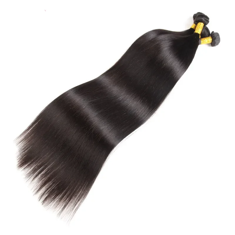50 дюймов длинные прямые пучки человеческих волос натуральный цвет бразильские наращивание человеческих волос Remy 1 пучок плетение волос с двойным утком