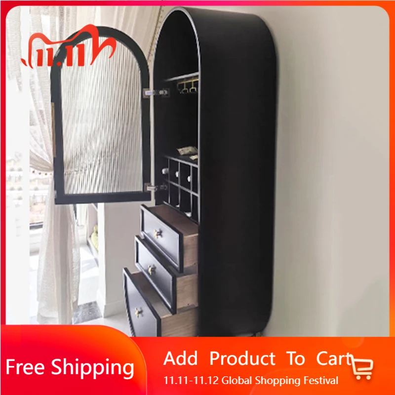 

Multifunctional Designer Bar Cabinet Shelves Mobile Kitchen Wine Cabinet Wood Partitions Modern Estante Living Room Furniture