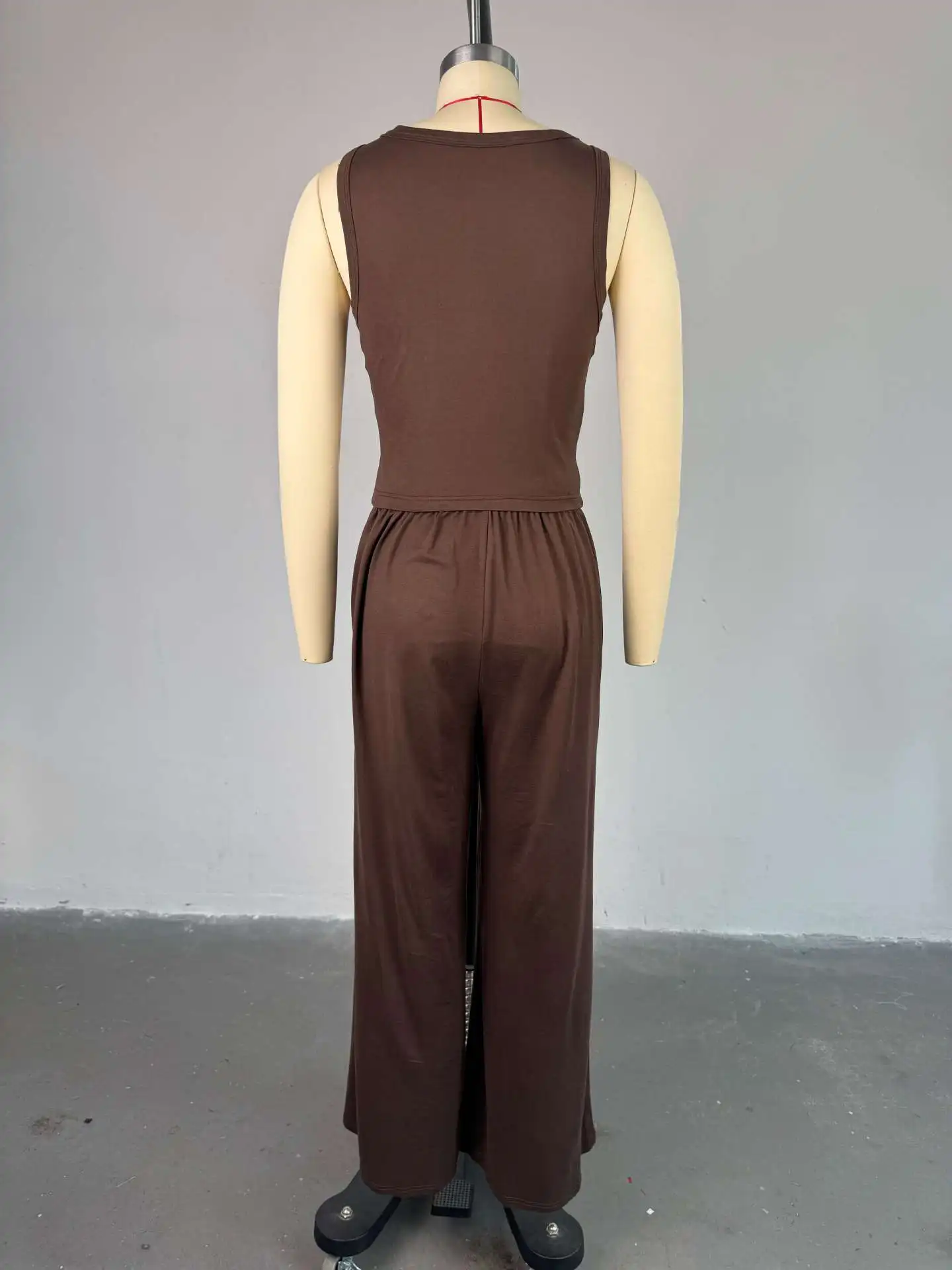 Elegant Women's 3-Piece Set Solid color tank top loose wide leg pants set long sleeved long cardigan jacket pants set woman set