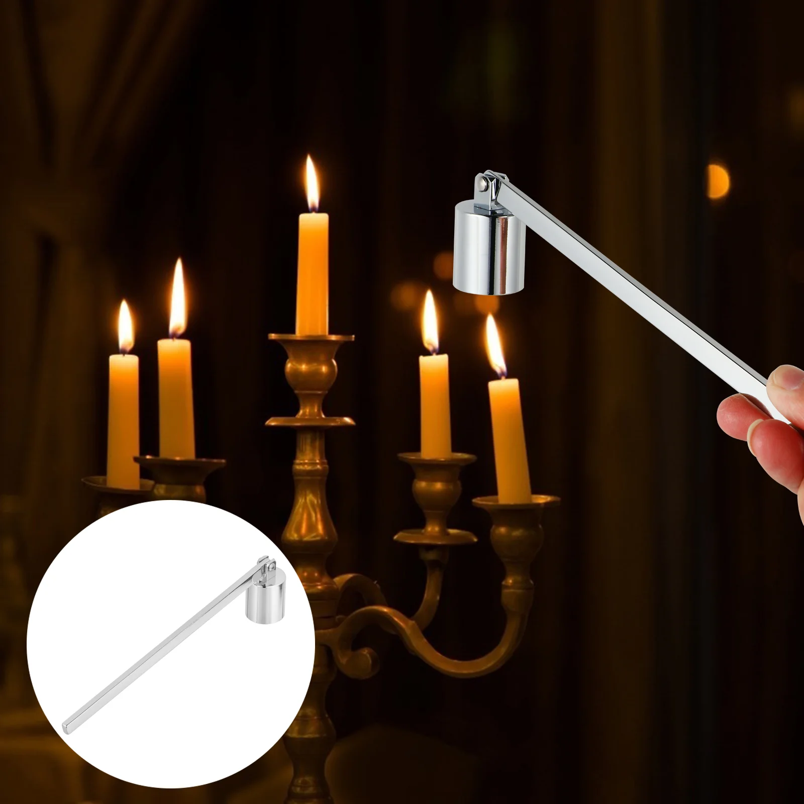 Candle Snuffer Tool Long Handle Bell Extinguisher Accessory Putting Out Extinguish Candle Wicks Accessories Stainless Steel