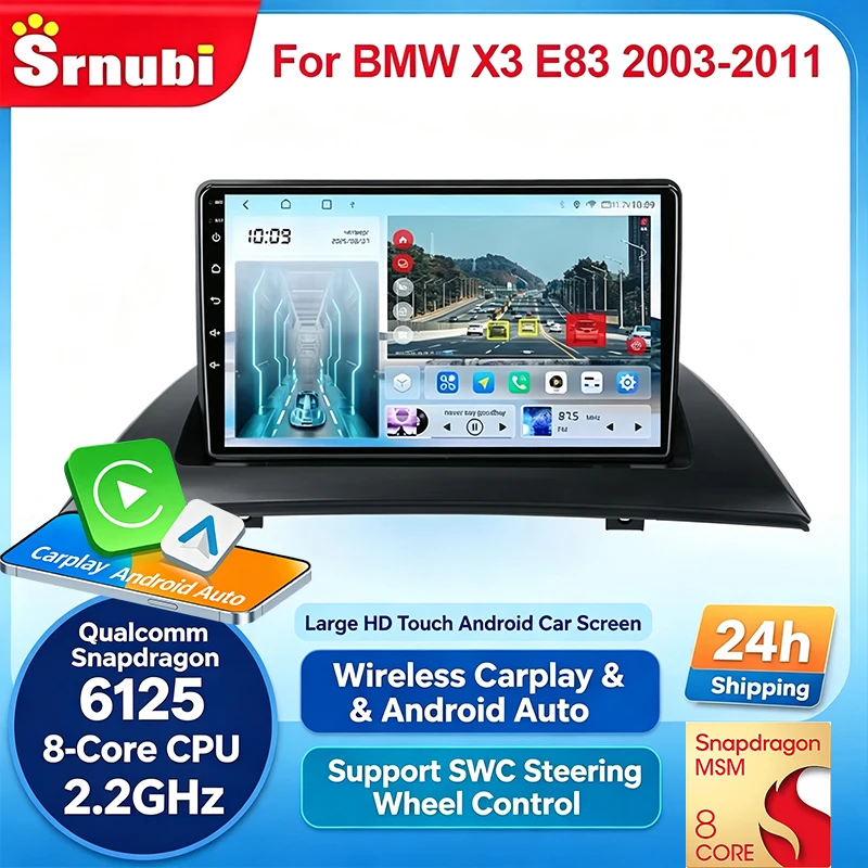 Für BMW X3 E83 2003-2011 9 Zoll Android Autoradio GPS-Navigation Multimedia-Stereoanlage, 5G WiFi FM Kabelloses Carplay Android Auto Bluetooth DSP 4G LTE Touchscreen HD-Haupteinheit