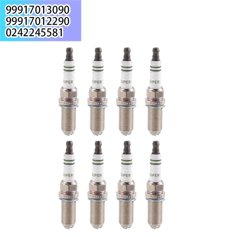 8Pcs Spark Plugs 99917013090 99917012290 0242245581 For Porsche 911 Boxster Cayenne Cayman 2008-2016 Replacement Parts