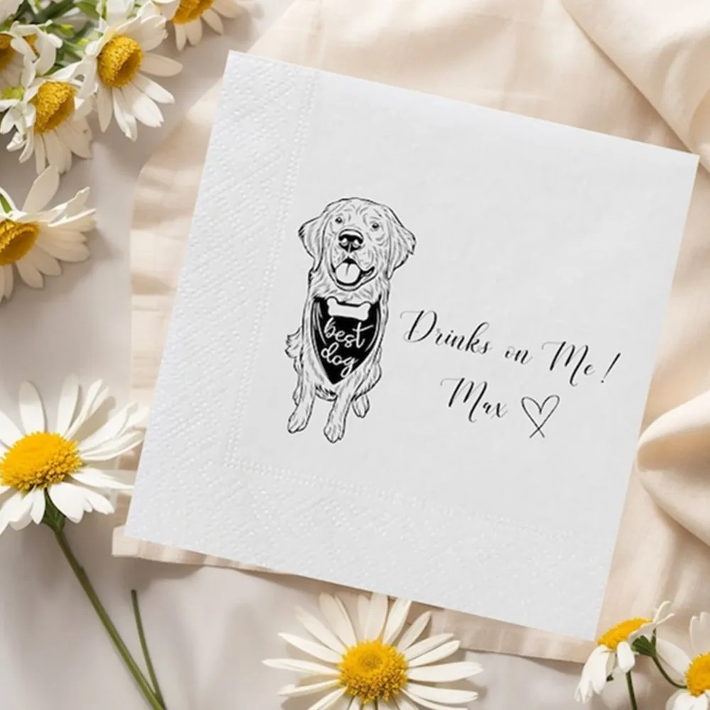 25pcs Dog Wedding Napkins, Cocktail Pet Wedding Napkins, Party Napkins, Wedding favors for guests in bulk