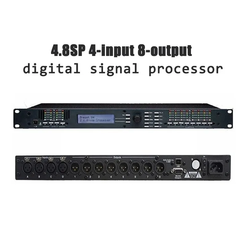 Professional Audio Processor 4 in 8 Out with Rs-232 Interface 4.8sp Digital Audio Processor Fir Speaker Management System