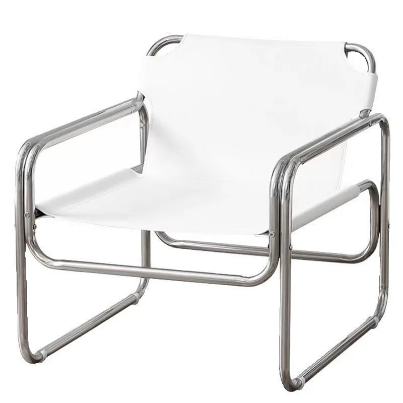Saddle leather leisure chair reclining back chair, living room balcony single sofa chair
