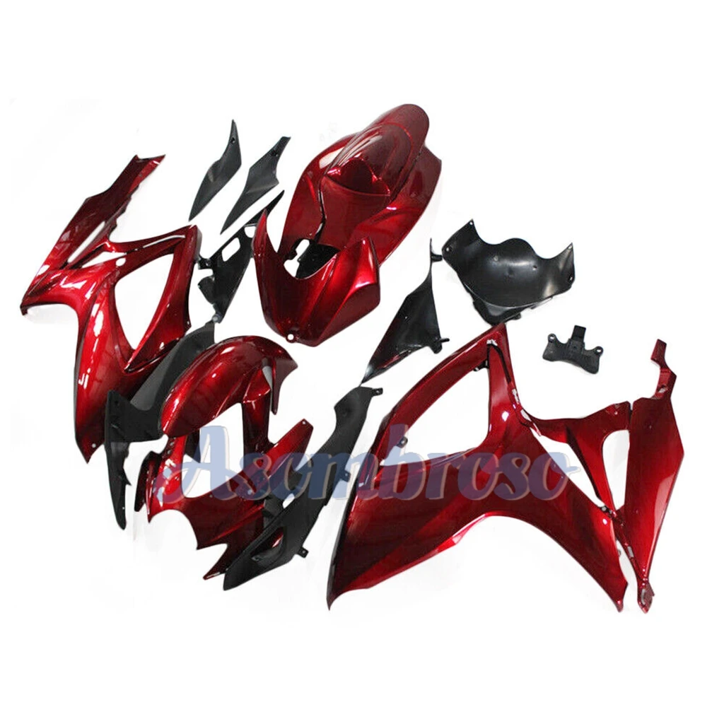 Quality Great Sport Bike Fairing kits fit for GSXR600 750 2006 2007 GSXR750 06 07 GSXR 600 Dark Red Plastic bodywork set