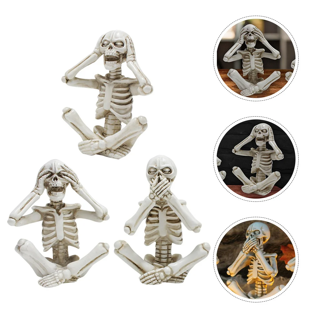 

3Pcs Halloween Shelf Sitters Resin Craft Statue Spooky Home Decor Evil Figure Haunted Shelf Sitters