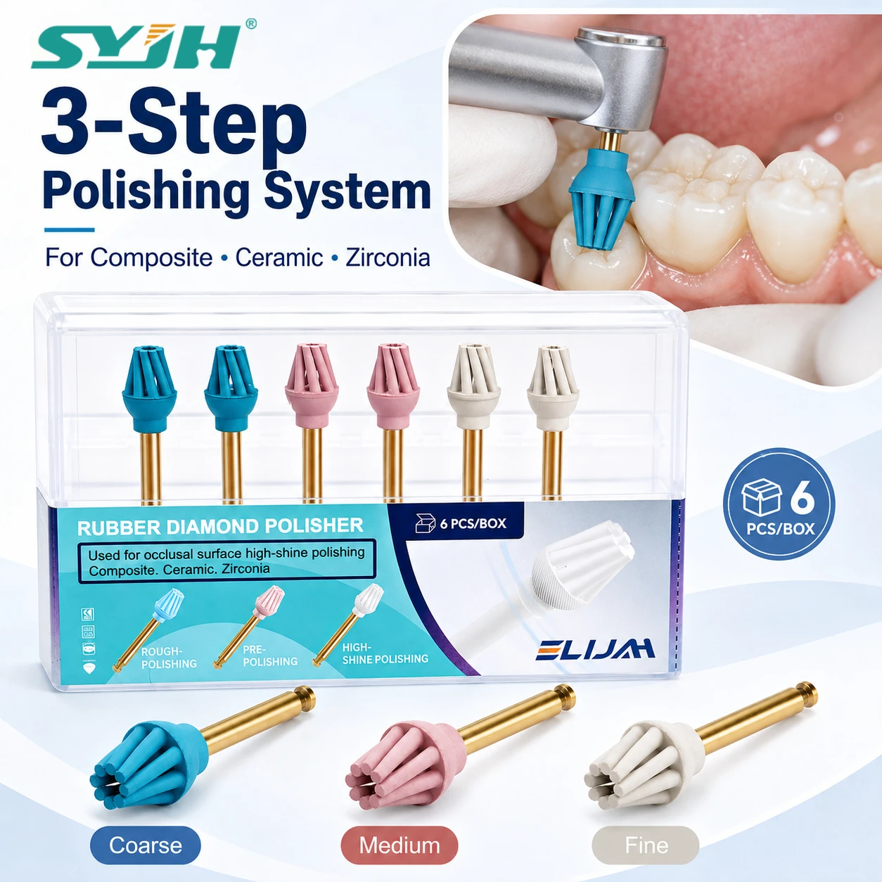 Dental Rubber Spiral Flex Polisher RA Octopus Diamond Polishing System Eagle Helicoid Brush Kit for Composite Resin Polishing