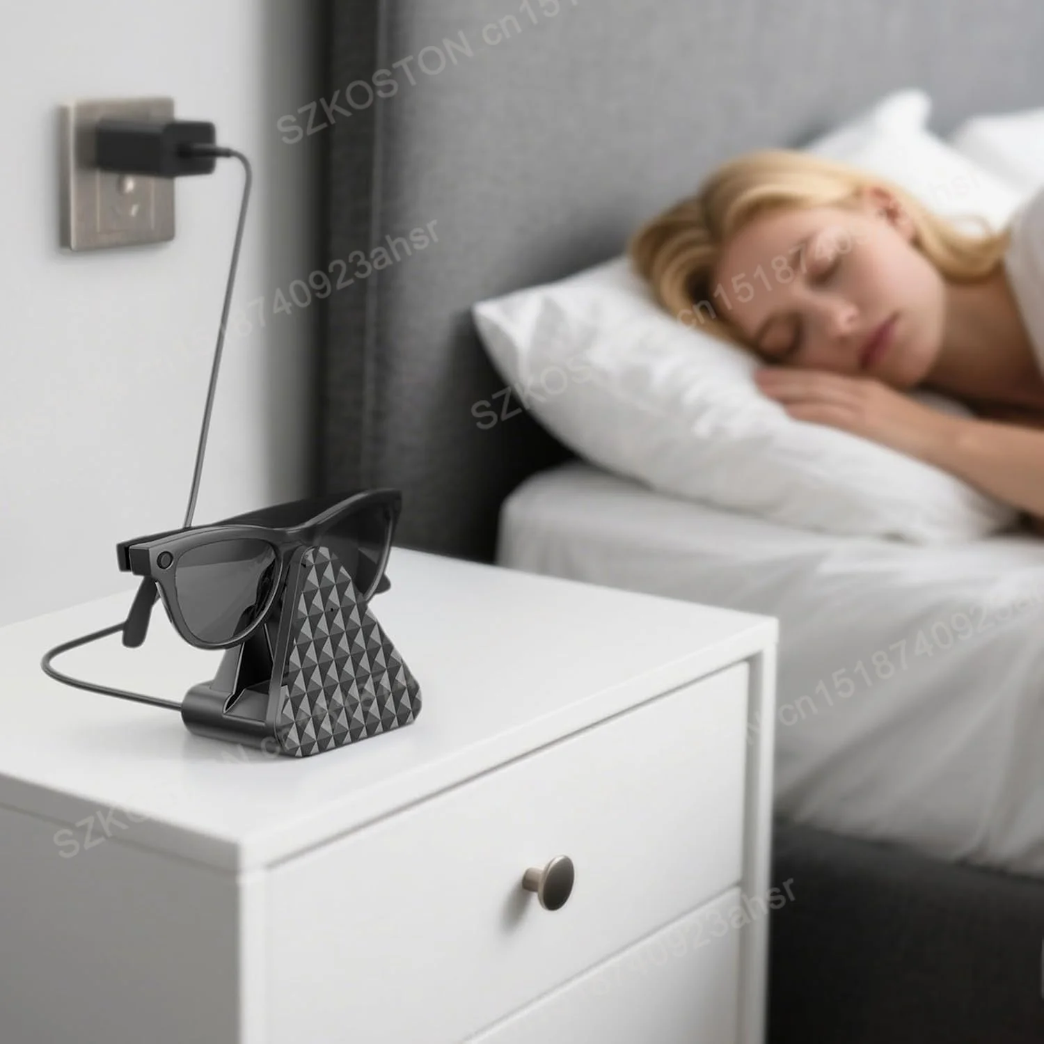 قاعدة شحن محمولة لنظارات Rayban Meta AI Wayfarer/Skyler/Headliner شاحن صغير مع ملحقات كابل USB