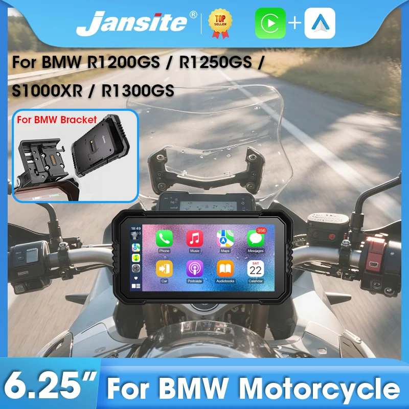 

Jansite 6.25" Carplay Screen For BMW R1200GS/ R1250GS/R1300GS /S1000XR Player Navigation GPS Android Auto Motorcycle Radio BT5.0