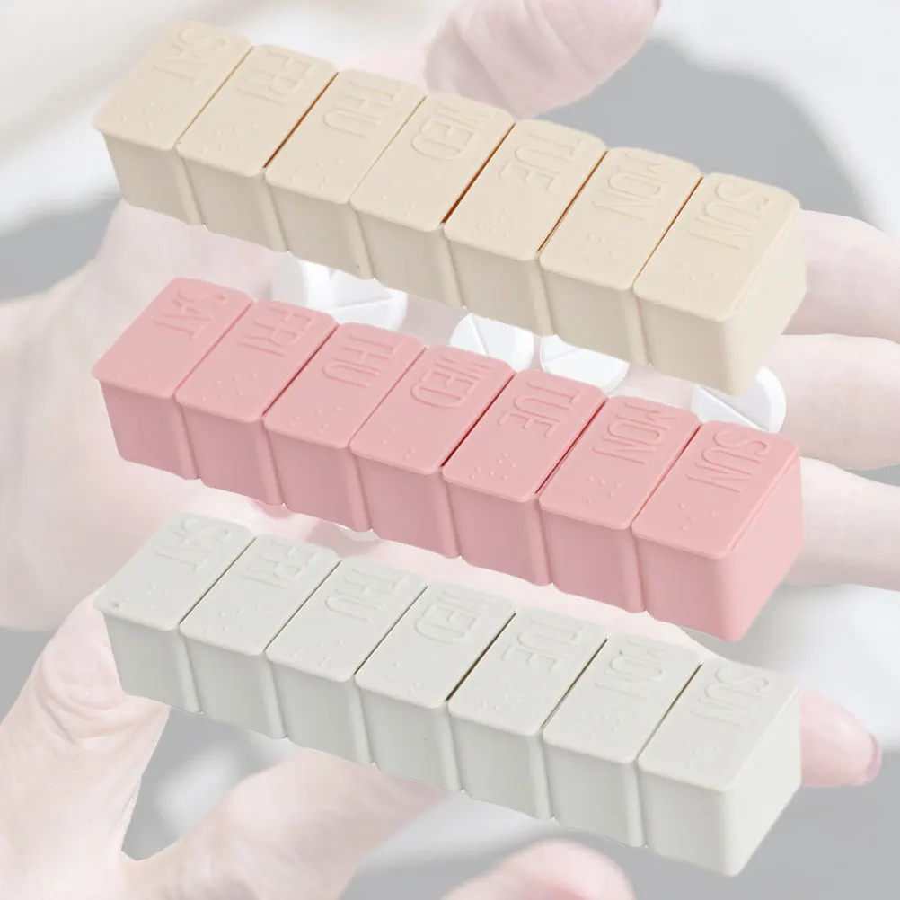 

3Pcs Storage Case Weekly 7-Grids Plastic Medicine Box Portable Travel Organizer Jewelry Storage Container