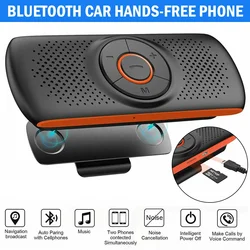 Car Kit Handsfree Speakerphone Multipoint Sun Visor Speaker for Phone Smartphones Car Charger Hands Free Bluetooth-compatible