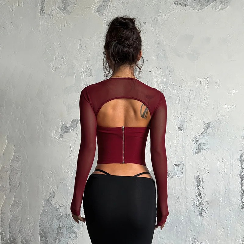 Women Crop Top Base Layer 2025 Autumn New Women's Square Neckline Top Elegant Slim Fit Long Sleeve Casual Versatile Blouse