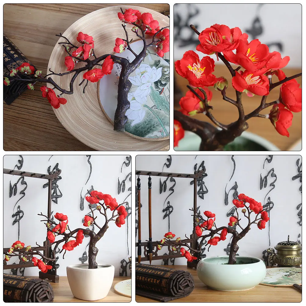 

1pc Simulation Plum Blossom Artificial Flower Home Decoration No Color Fading Easy Clean Eco Friendly Vibrant Color Real Touch