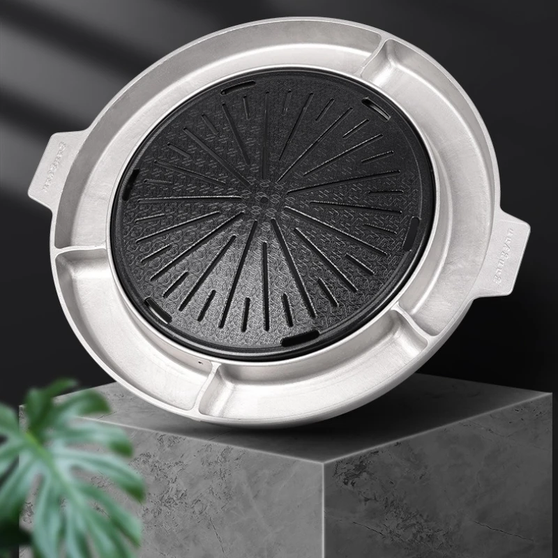 

Premium Non-Stick Egg Cake Pan,Cast Iron Korean BBQ Stone,Smokeless Cooking Set with Detachable Handle for Outdoor Party‌