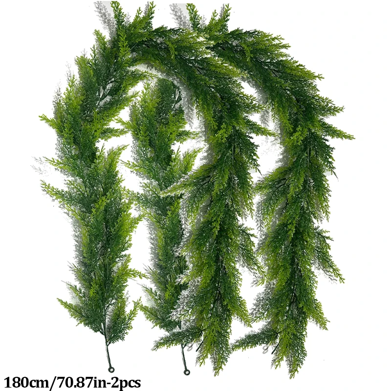 180 cm künstlicher Kiefernbaum, hängende Pflanzen, gefälschte Weihnachtsranken, Kunststoff-Wandpflanze, Rattan für Zuhause, Weihnachten, Hochzeit, Dekoration – Detail 7