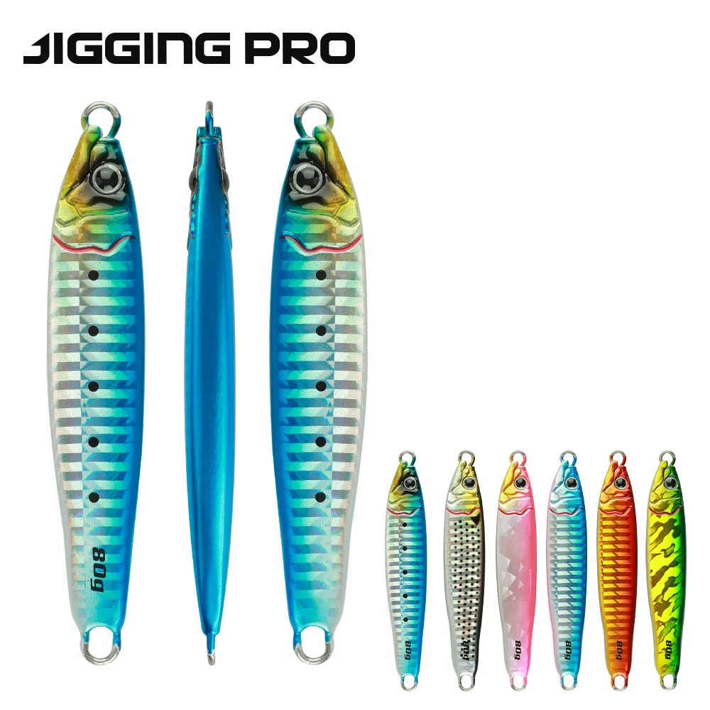 JIGGINGPRO Señuelo de Pesca Coso Jig de Metal para Pesca en Mar, 60g 80g 100g 120g 150g 180g 200g, Cebo de Pesca
