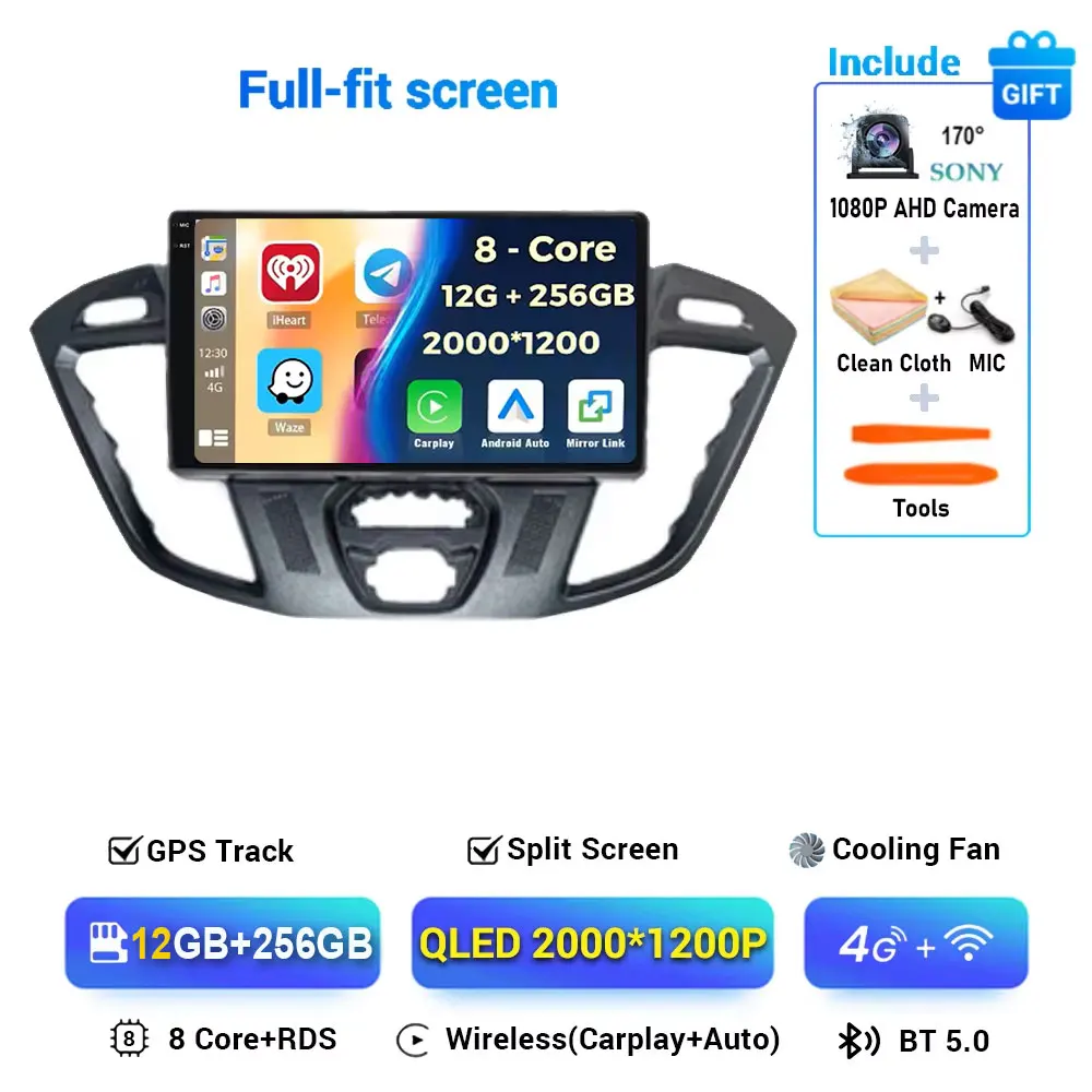 Android 15 Voor Ford Tourneo Custom 1 Ik Transit 2012 - 2021 Autoradio Navigatie Multimedia Gps Auto Carplay Qled scherm - afbeelding 1