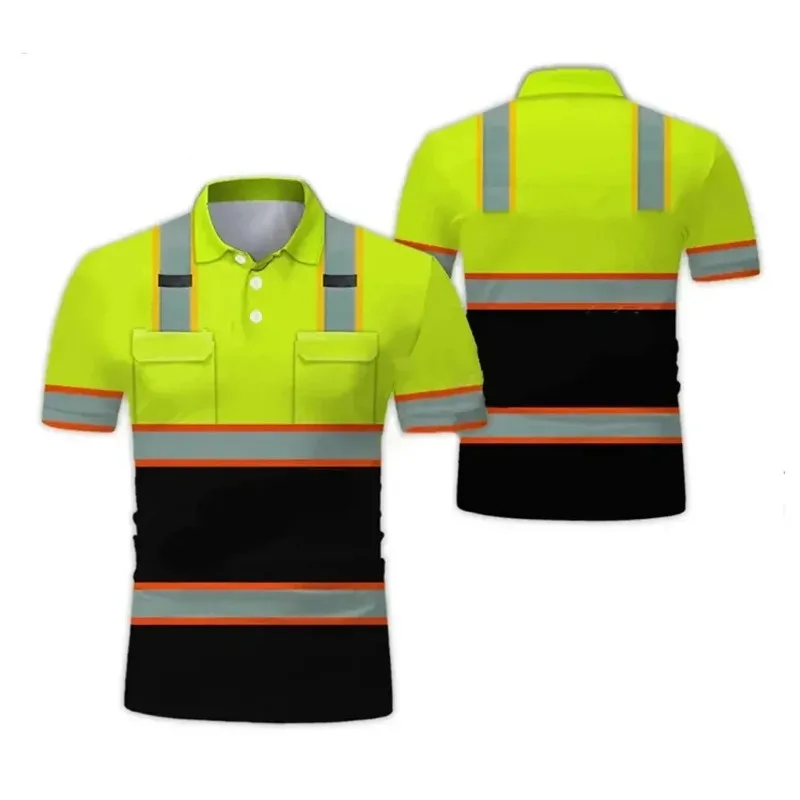 Security  Classic Safety Clothing Polo Shirt Guard Men's Work Uniform Construction Shirts Breathable T Shirts 1PC 3D Printing