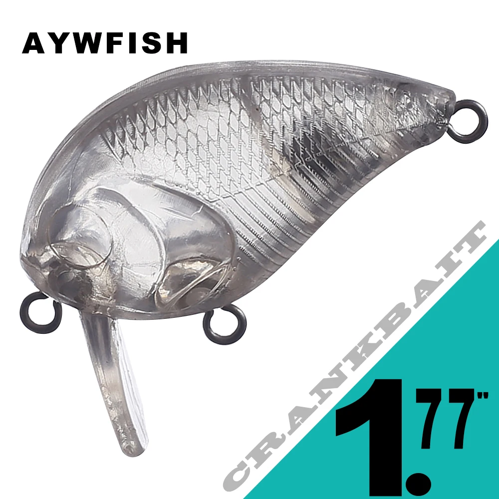 

AYWFISH 15 шт./лот Неокрашенная кренкбейт 1,77 дюйма 6,1 г мини плавающая приманка воблеры DIY приманка для ловли окуня пластиковые жесткие заготовки