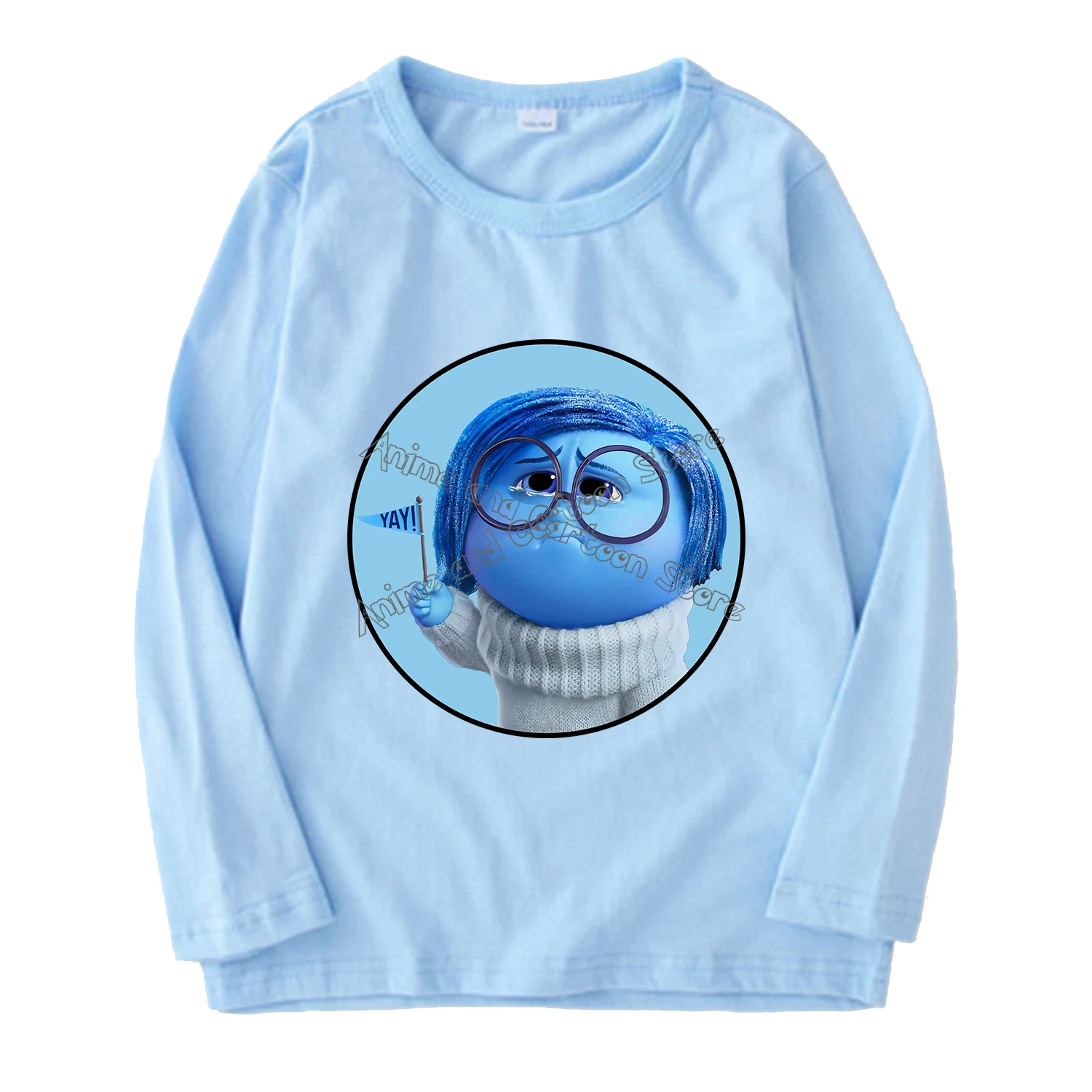 Disney Inside Out 2 Koszulka dziecięca z długim rękawem Cartoon Anime Casual Cotton Clothes Cute Boy Girl Blouse Fashion Kids Top Gift