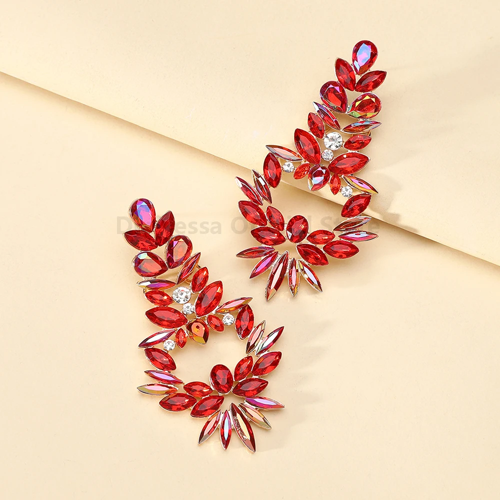 أقراط متدلية هندسية مثيرة للنساء ، متدلية مجوفة ، حجر راين ملون لامع ، مجوهرات أنيقة ، إكسسوارات فاخرة ، ديكور عصري