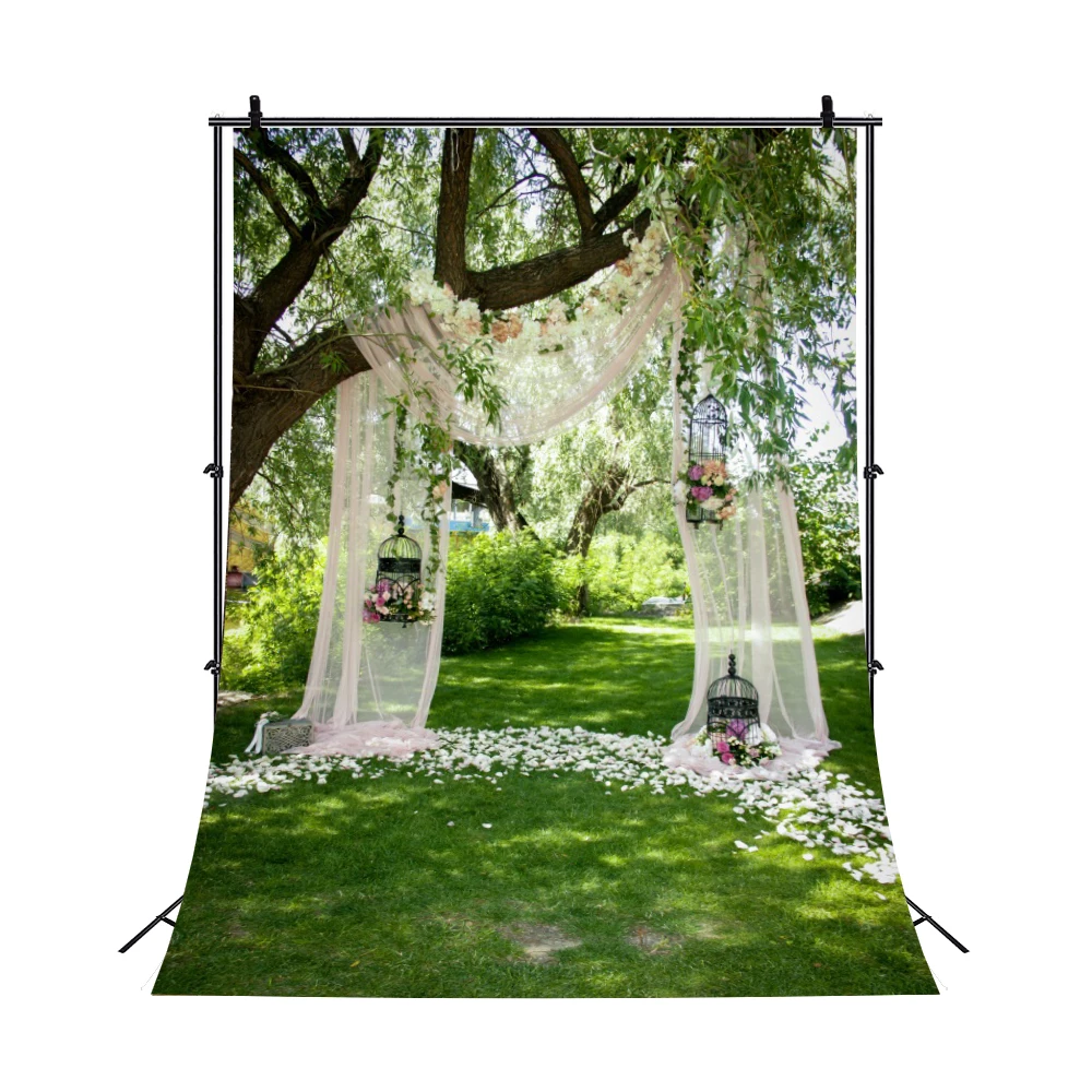 Wedding Scene Bridal Shower Backdrop for Photography Forest Green Grass Flower Floral Birthday Party Background Photo Props