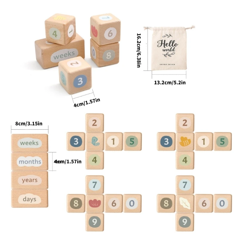 J15U دعائم صور لنمو الطفل مصنوعة يدويًا من الخشب وأسطح ناعمة محمولة