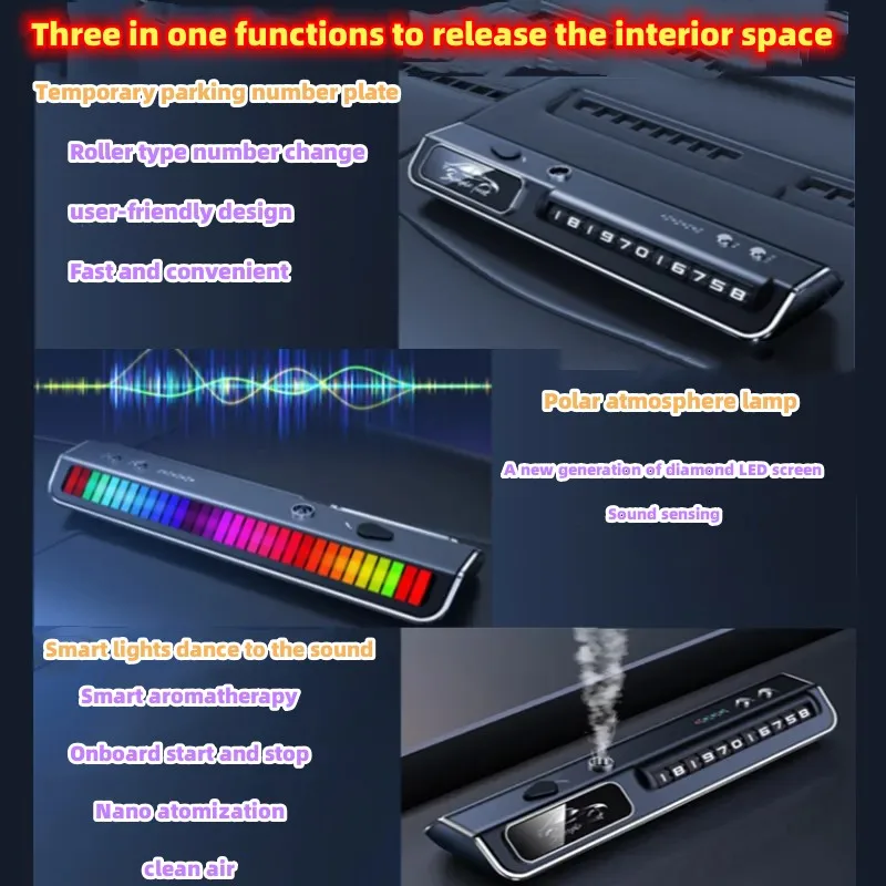 Odświeżacz powietrza N6 samochodowy inteligentny zapach mobilny numer rejestracyjny wysokiej jakości perfumy w samochodzie LED muzyka nastrojowe