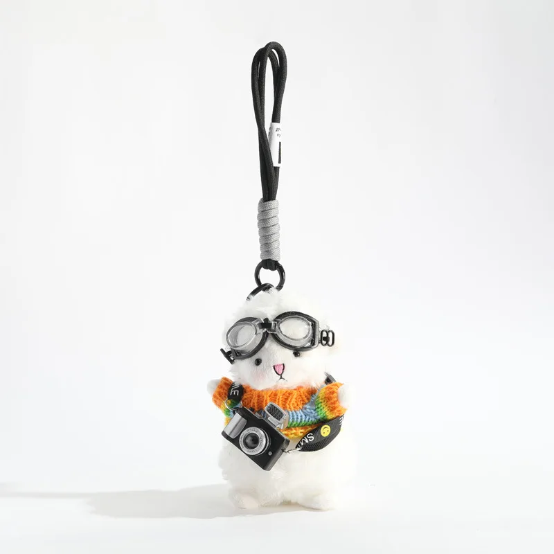 

Camera Sweater White Sheep Plush Pendant Bag Hanging Decoration Exquisite Car Keychain Couple Toy Doll Cute Creativity