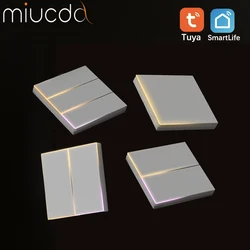 MIUCDA WiFi Tuya EU Smart Light Switch with Ambient Light,1/2/3/4 Gang Button Light Switch,compatible with Alexa and Google Home