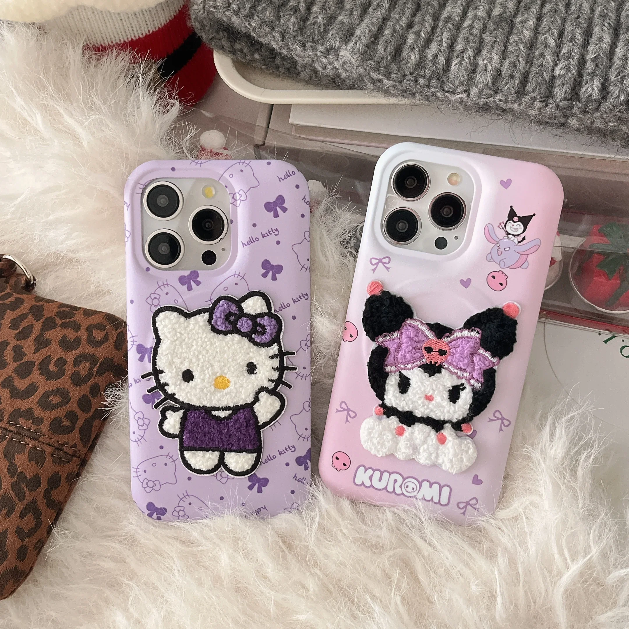 

Cute Cartoon Sanrio Hello Kitty Kulomi Mobile Phone Protective Case for IPhone 16 Pro Max 16 15 14 13 Pro Max Phone Case