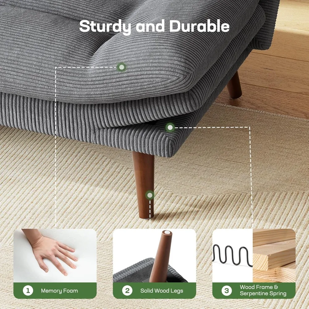 Futon Sofa Bed,Futon Couch with Adjustable Backrest &Armrests,Convertible Small Sleeper Sofa Bed for Small Apartments Study Room image 6