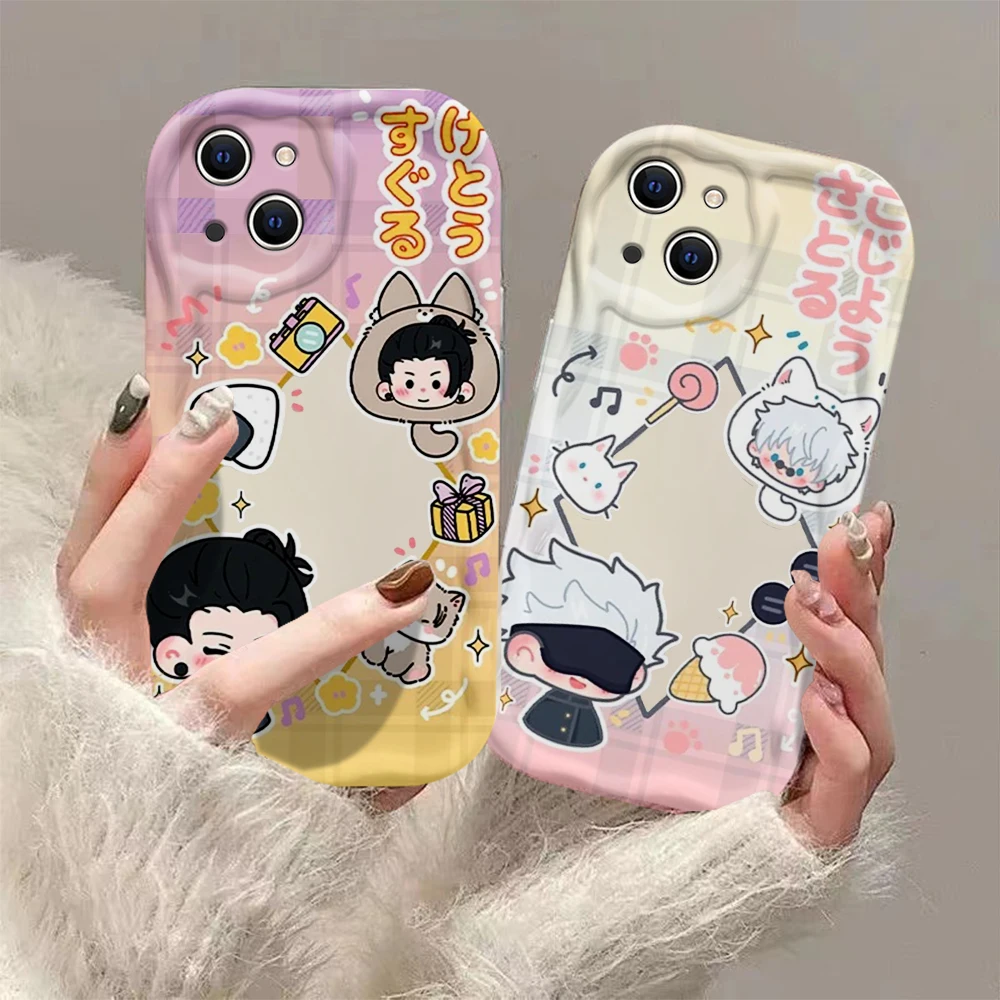 Cartoon Mini Jujutsu Kaisen 3D Wave Case For OPPO Realme 12 11 10 9 8 7 7i 6 5 Pro Plus C67 C55 C31 C35 C11 C12 C15 C20 C21Y