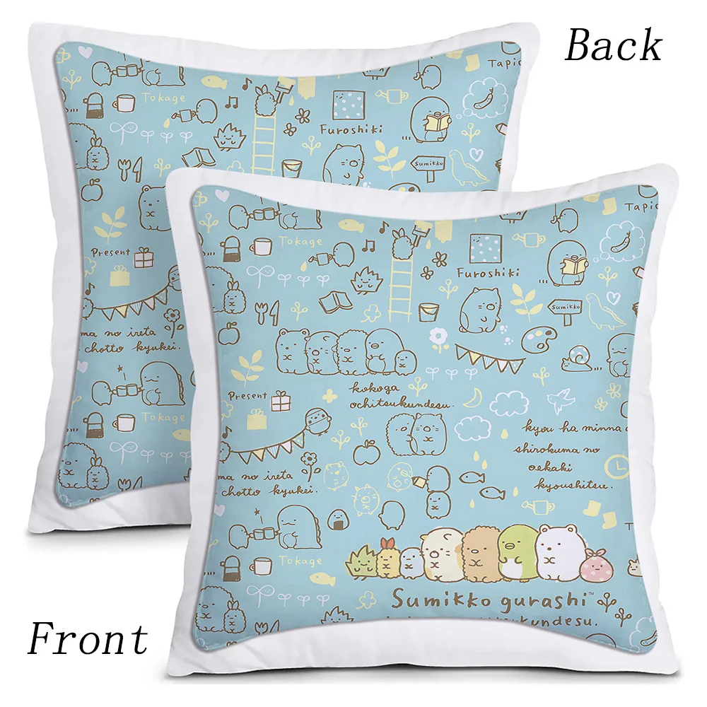 S-Sumikko Gurashi Exquisite Pillow Covers Cartoon Sofa Decorative Home Double-sided Printing Short Plush Cute Cushion Cover