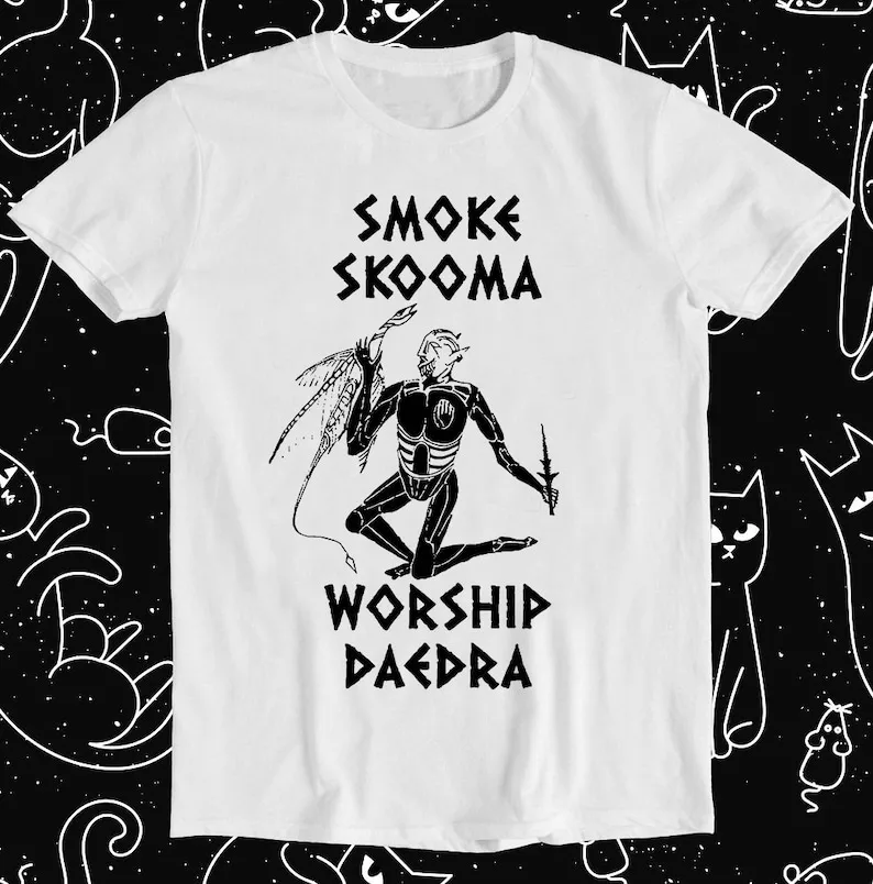 

Smoke Skooma Worship Daedra Meme Unisex Design Mens Womens Gift Cool Music Fashion Gamer Heartbeat Top Retro Tee T Shirt 925